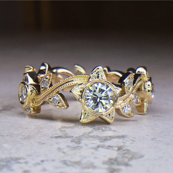 Gold Star Diamond Ring