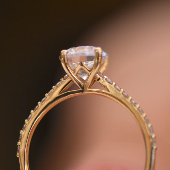 Classic Yellow Gold Diamond Solitaire Engagement Ring Side View