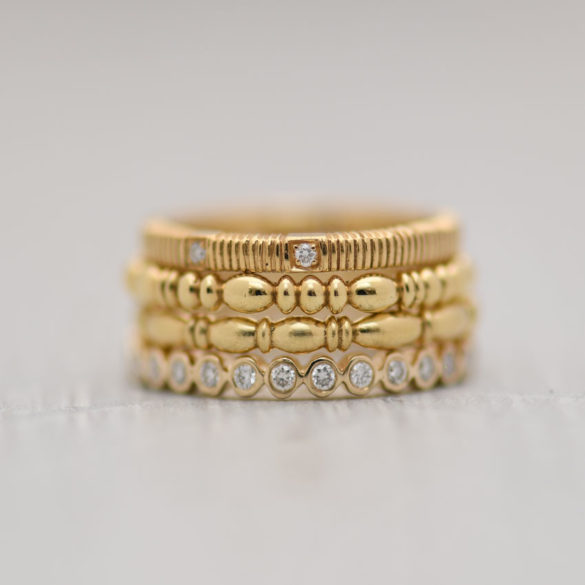 Tall Yellow Gold Stacking Rings