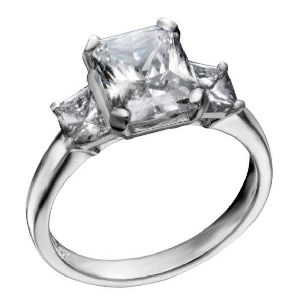 3 Stone Ring with Trapezoids Classic Lines Engagement Rings Christopher Duquet