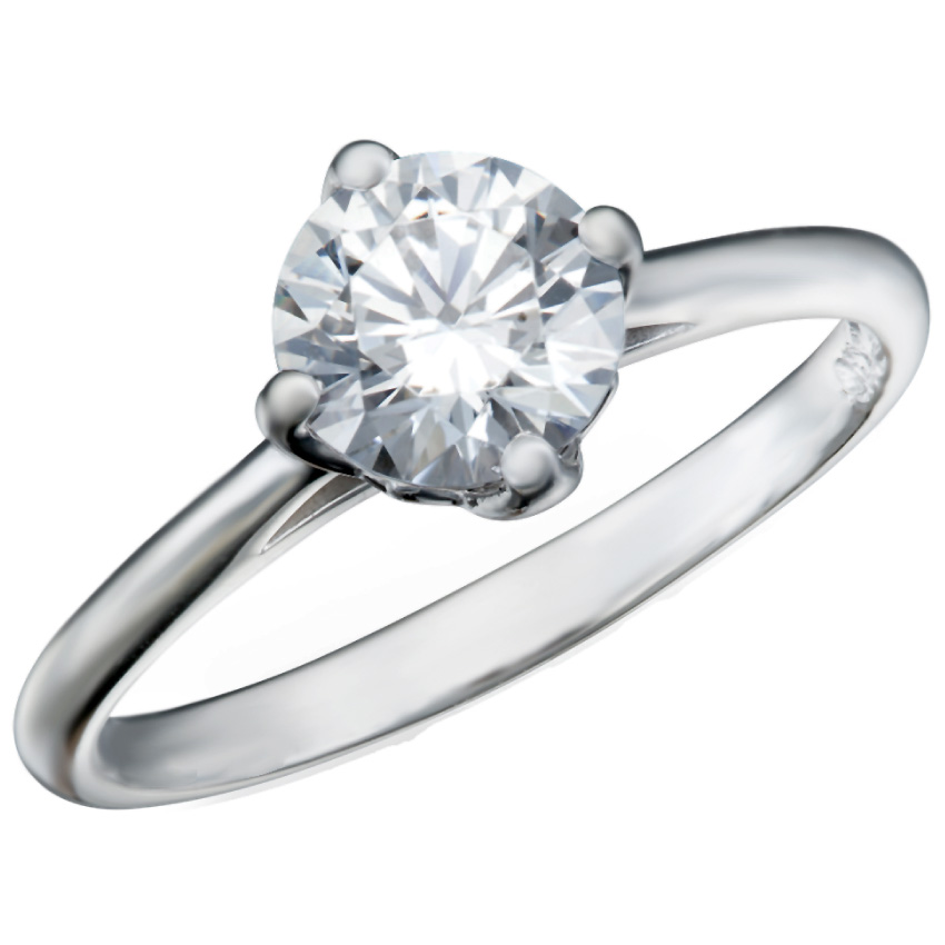 Round Cut Solitaire Diamond Engagement Ring With a 4 Prong On Point Setting