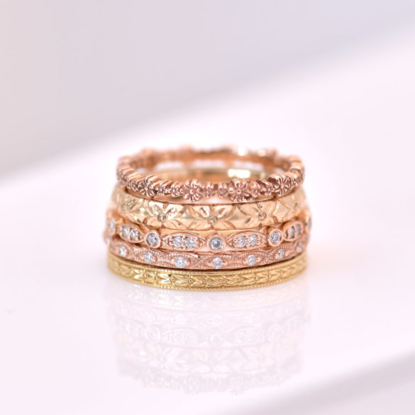 Rose and Yellow Gold Stacking Rings