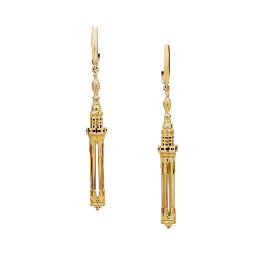 Marrakech Elongated Minaret Gold Drop Earrings