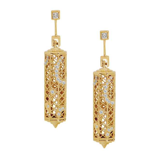 Barcelona Gold Diamond Lantern Earrings