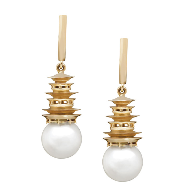 Buddhist Temple Pearl Sea Earrings