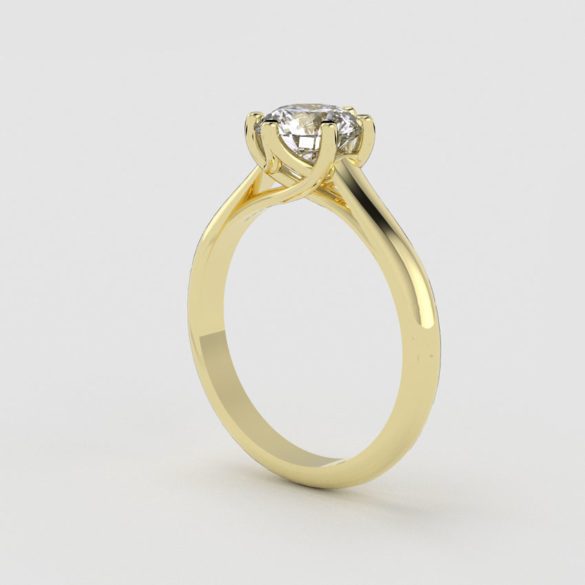 Solitaire Diamond Crossover Ring with 6 Prong Setting