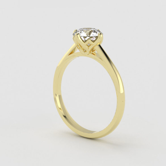 Round Cut Solitaire Diamond Engagement Ring with Offset Prong Setting