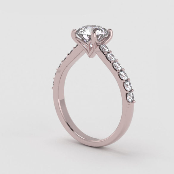 Diamond Engagement Ring With French Pavé Diamond Accents