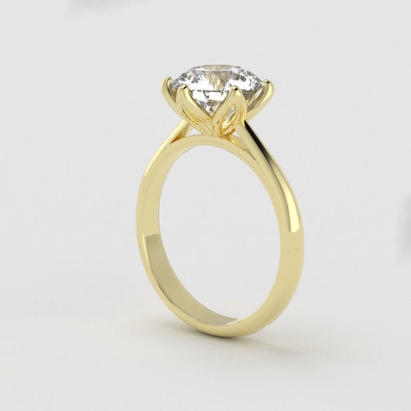 Round Cut Solitaire Diamond Engagement Ring With a 6 Prong Setting