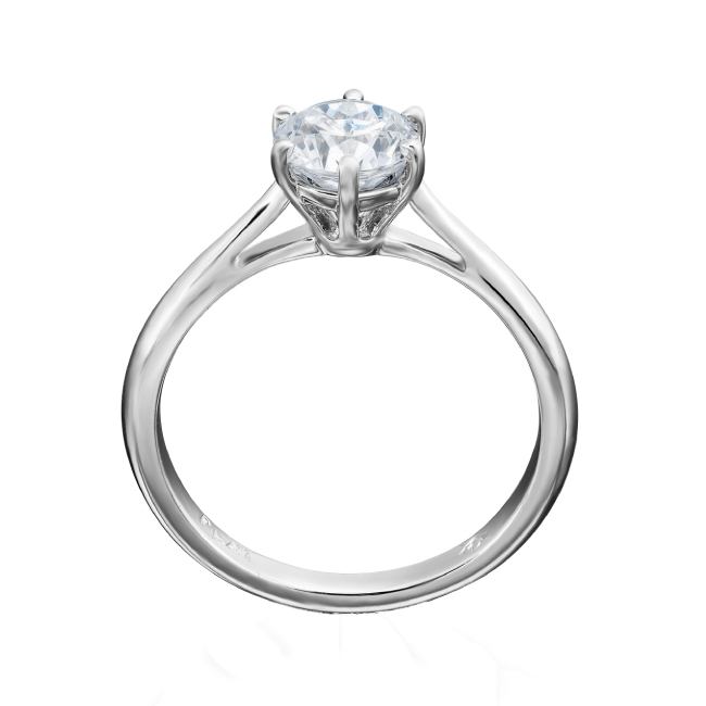 Diamond Solitaire Engagement Ring with 6 Prong, Elevated Cathedral Setting