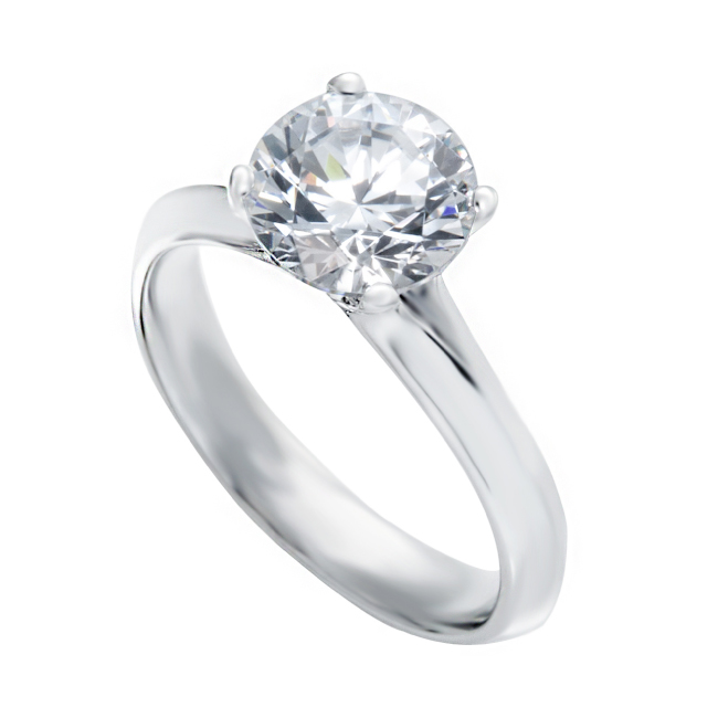 Round Cut Solitaire Brilliant Diamond Engagement Ring with a 4 Prong Setting