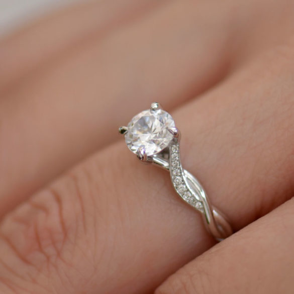 Classic Engagement Ring | Twisted Vine Engagement Ring With Pavé Set Diamonds