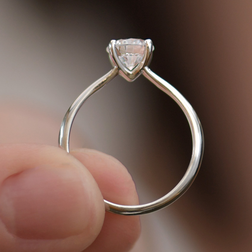Prong Round Brilliant Cut Solitaire Diamond With Suspended V