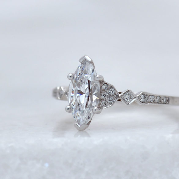 Vintage White Gold Marquise Diamond Engagement Rings