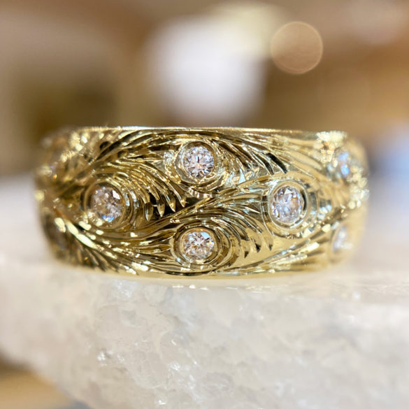 Starry Night Hand Engraved Diamond Ring