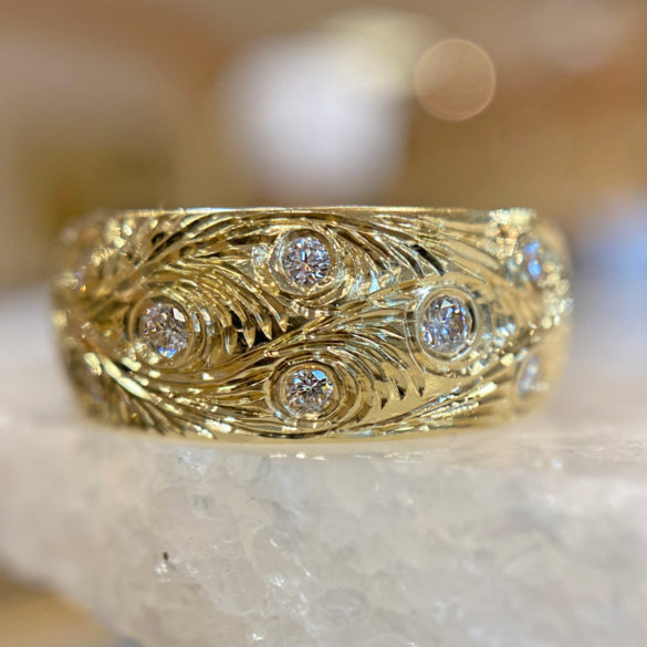 Starry Night Hand Engraved Diamond Ring