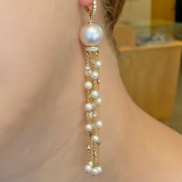 South Sea Diamond Pearl Earrings