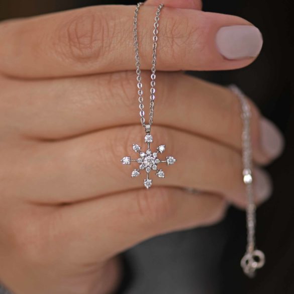 Snowflake Diamond Fireworks Necklace on hand