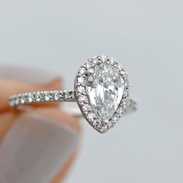 Halo Pear Diamond Engagement Ring