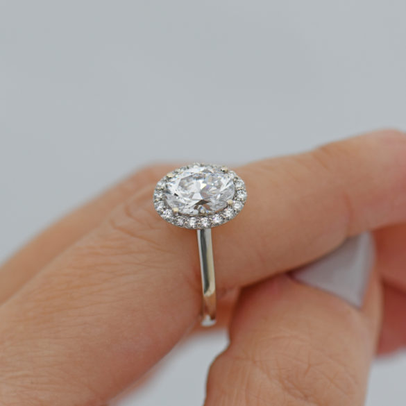 Solitaire Halo Oval Diamond Ring