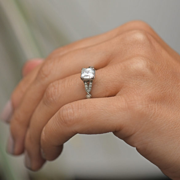 Asscher Cut-Diamond Engagement Ring