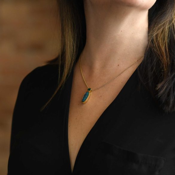 Australian Opal and Emerald Necklace