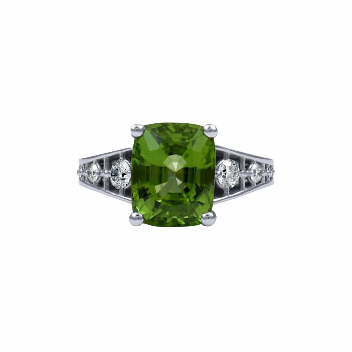 Peridot Ring with Diamond Accents
