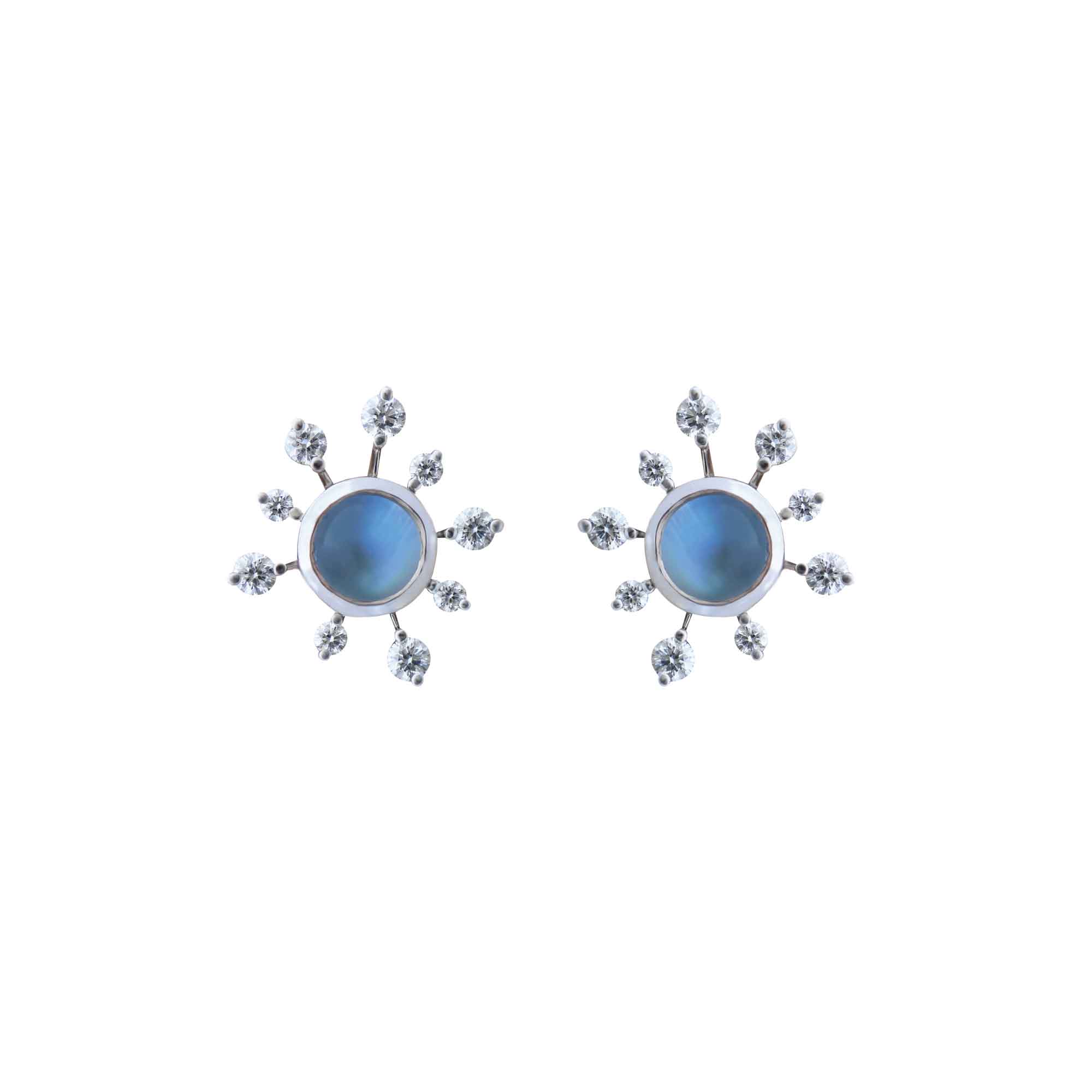 Northern Lights Snowflake Moonstone Diamond Earrings