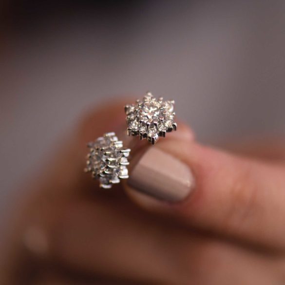 Snowball Snowflake Diamond Earrings