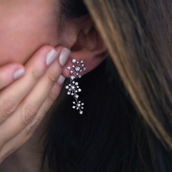 Three Happiness Couture Snowflake Diamond Earrings
