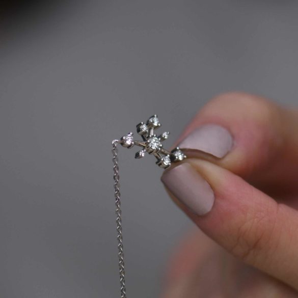 Inline Snowflake Diamond Necklace On Chain Alt View