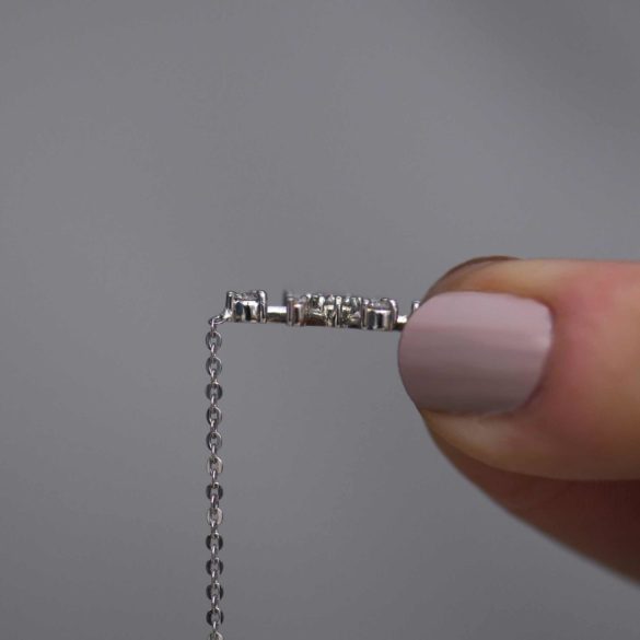 Inline Snowflake Diamond Necklace Flat Side View