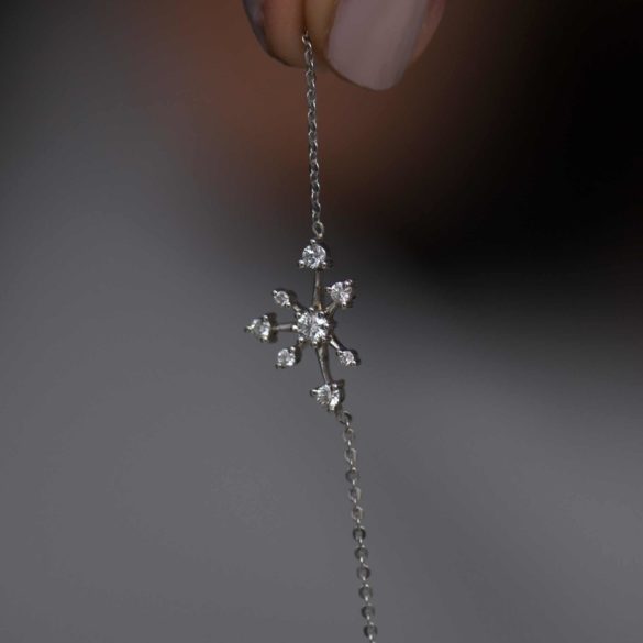 Inline Snowflake Diamond Necklace On Chain Alt View