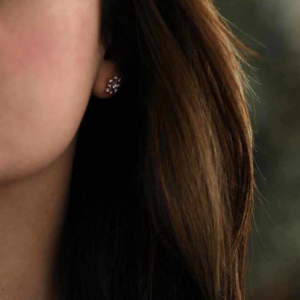 Morning Star Snowflake Diamond Earrings On Ear