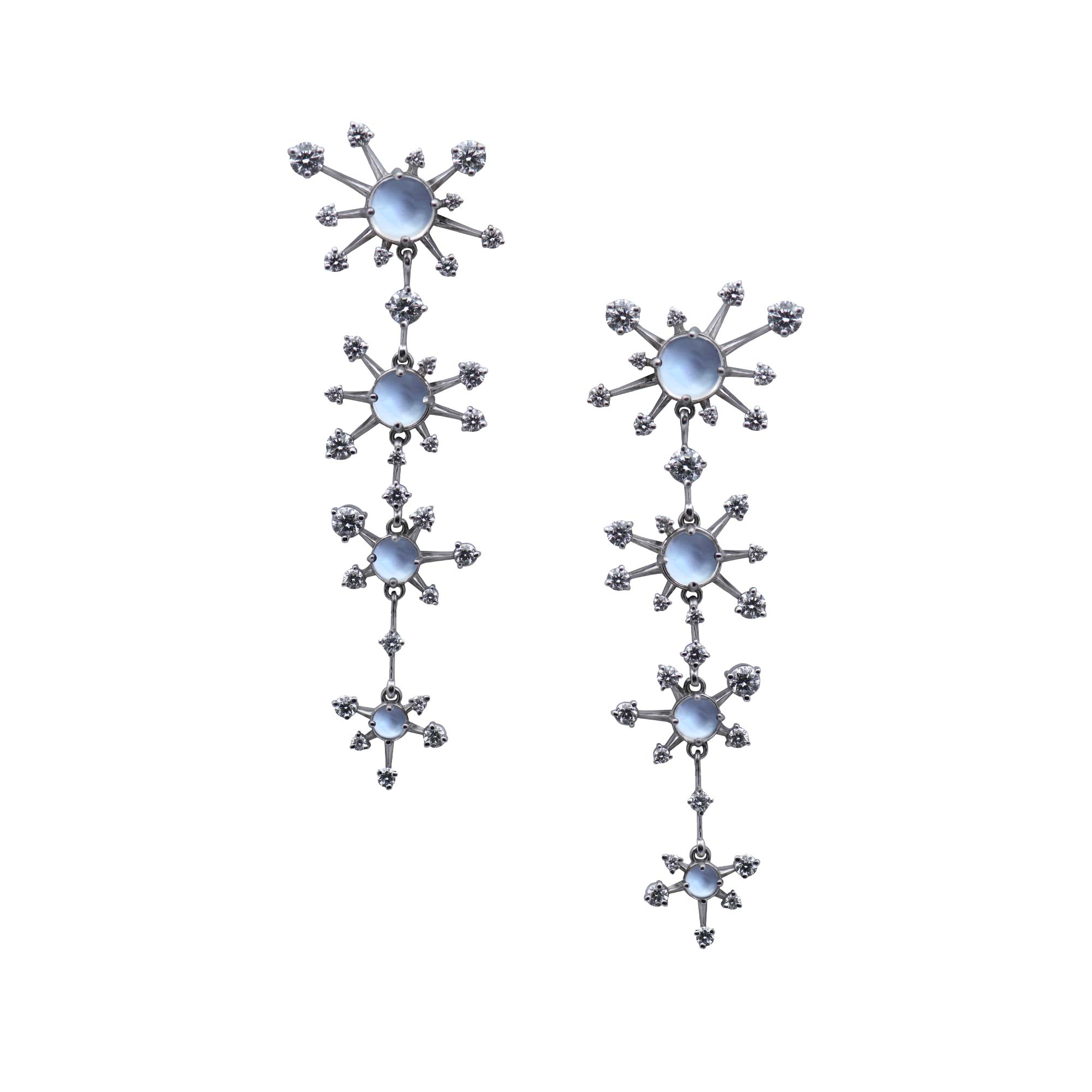 Moonstone and Diamond Stardust Earrings
