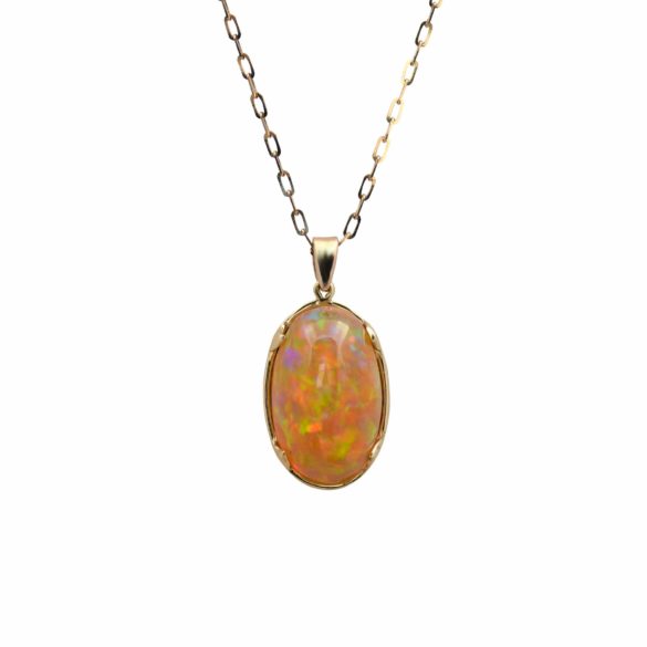 Ethiopian Opal Cabochon Gold Necklace