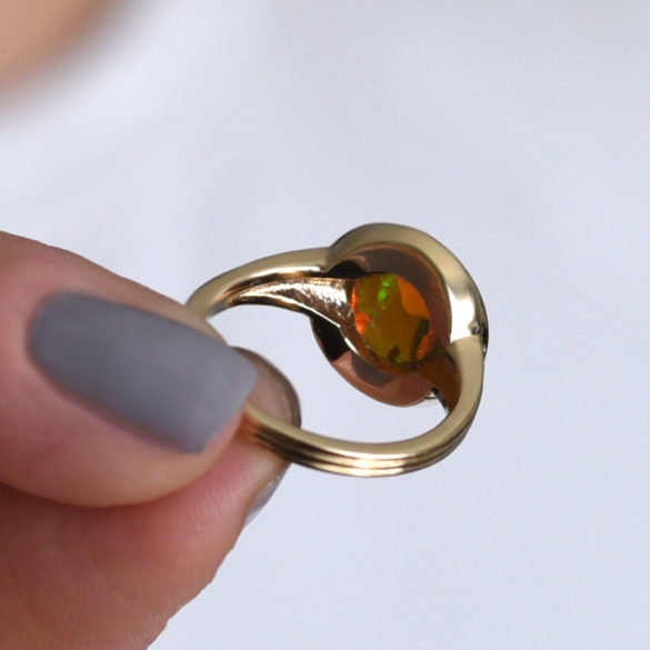 Opal Ring with Diamond Halo setting view