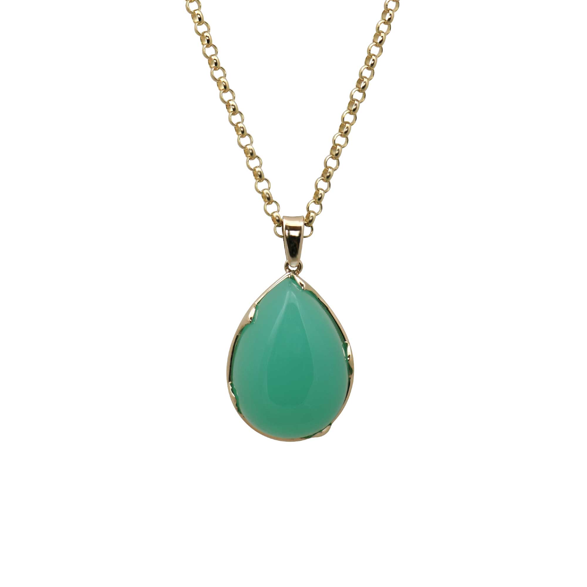 Green-blue Chrysocolla Yellow Gold Necklace
