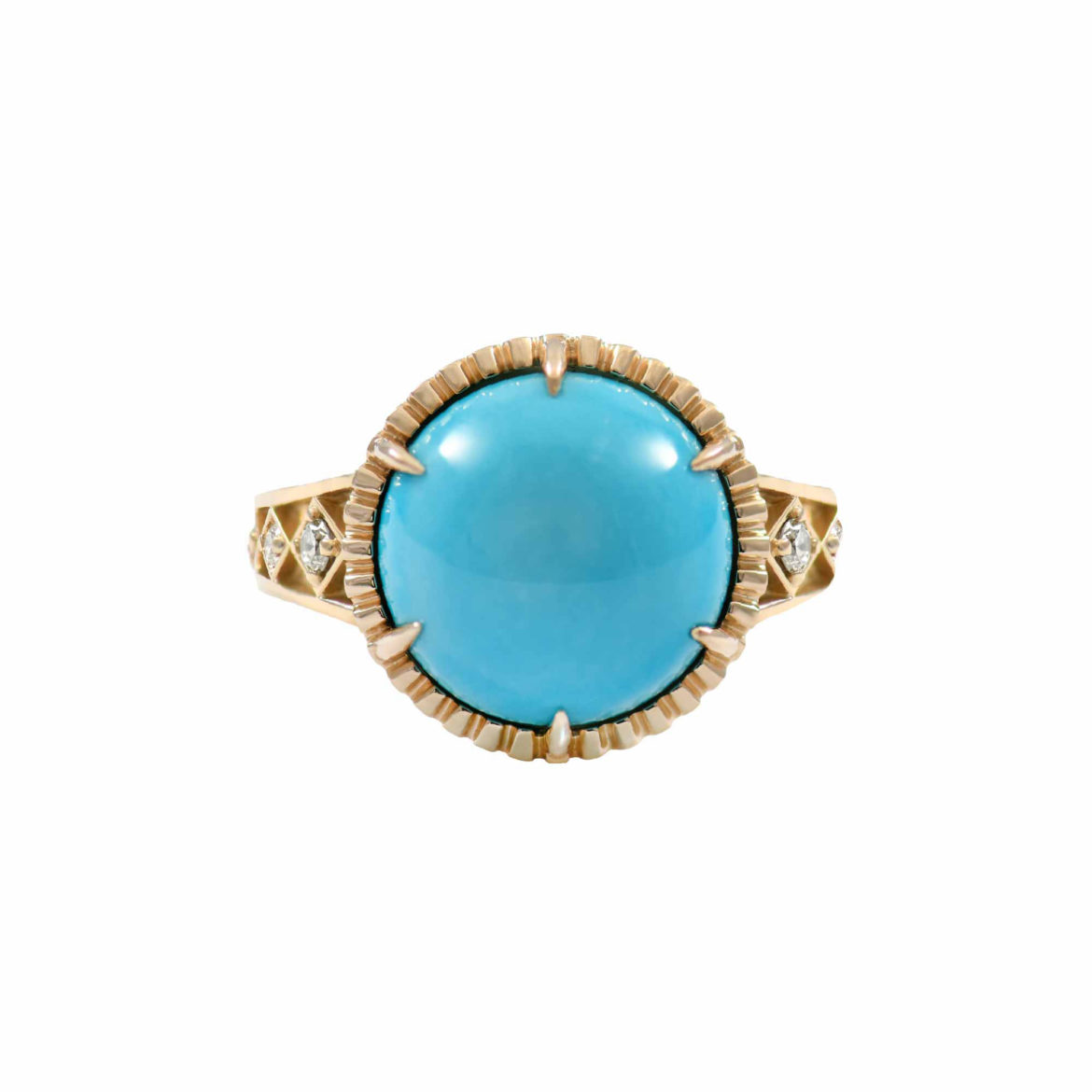Persian Turquoise Diamond Gold Ring