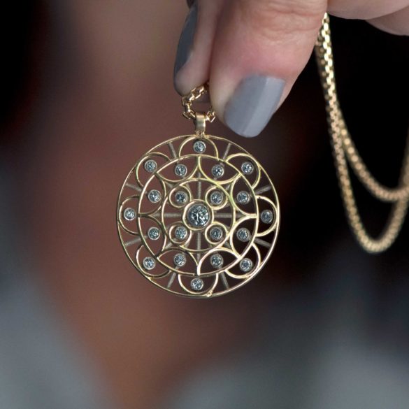 Diamond Mandala Facing East Necklace pendant close-up