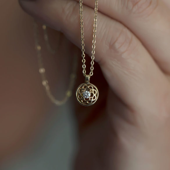 Emilie Diamond Petite Fleur Necklace handheld