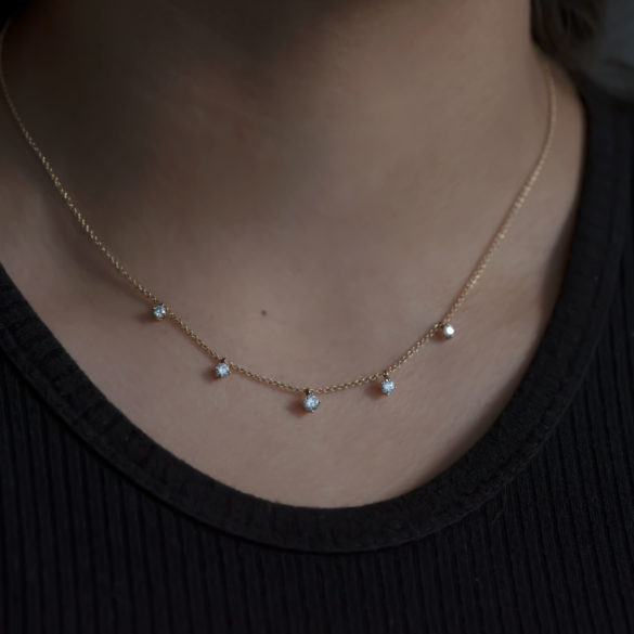 Fairy Lights Diamond Necklace on neck