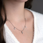 Harlequin Drops Station Art Deco Diamond Necklace on neck