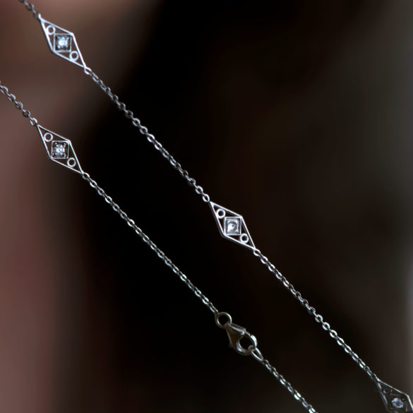Kite Diamond Station Art Deco Necklace close-up