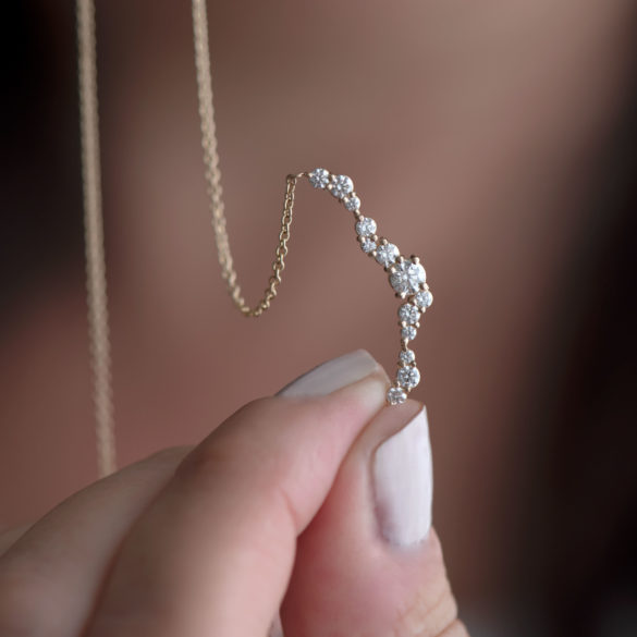 Wispy Diamond Cloud Inline Necklace close-up