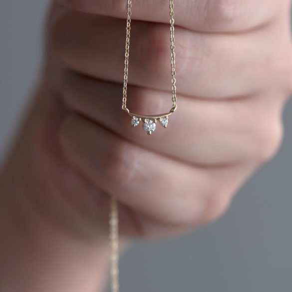Mini Tiara Inline Diamond Necklace hand held