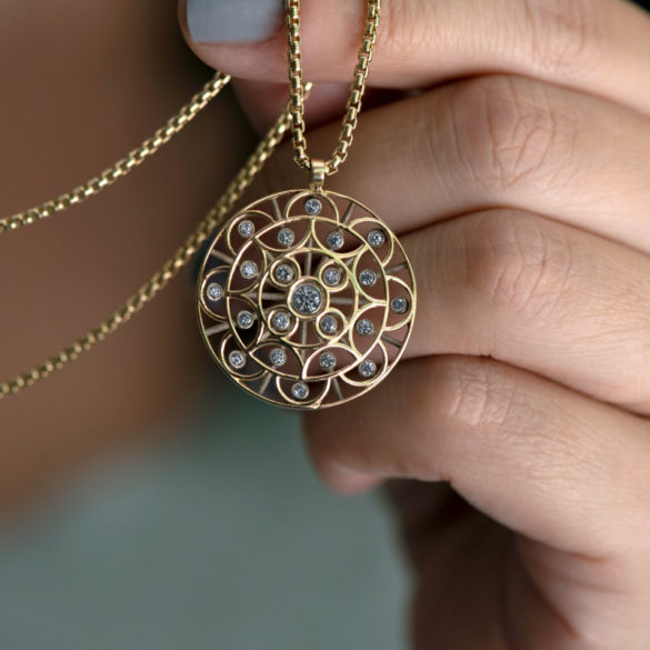 Diamond Mandala Facing East Necklace on chain