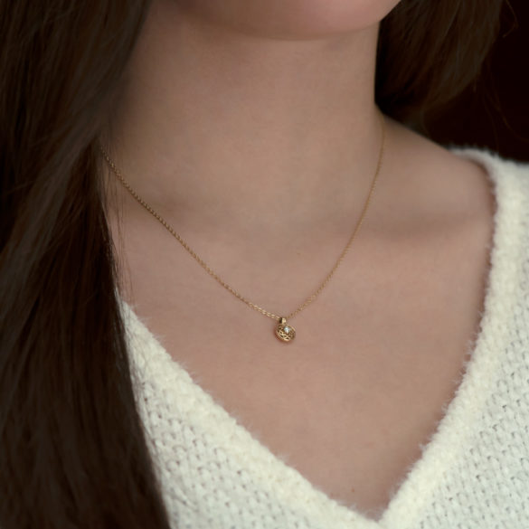 Emilie Diamond Petite Fleur Necklace on neck