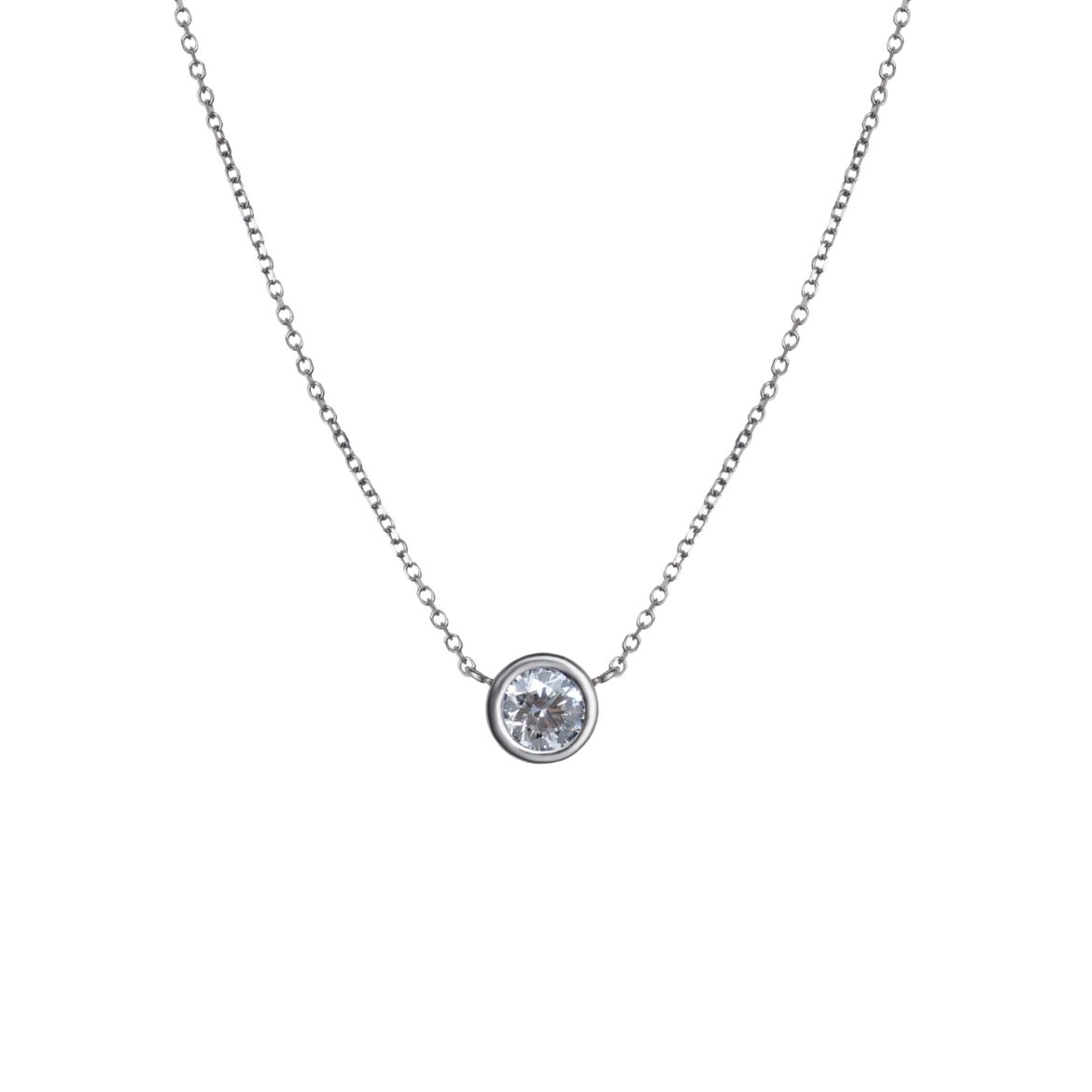 Moderne Bezel Diamond Solitaire Necklace
