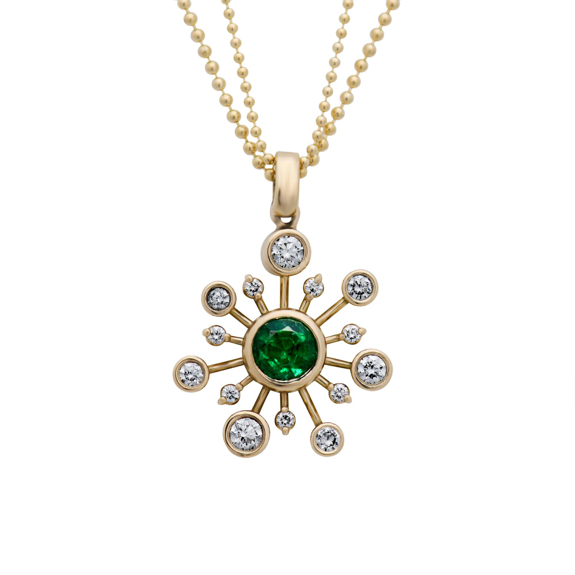 Diamond and Emerald Bouquet Fireworks Necklace